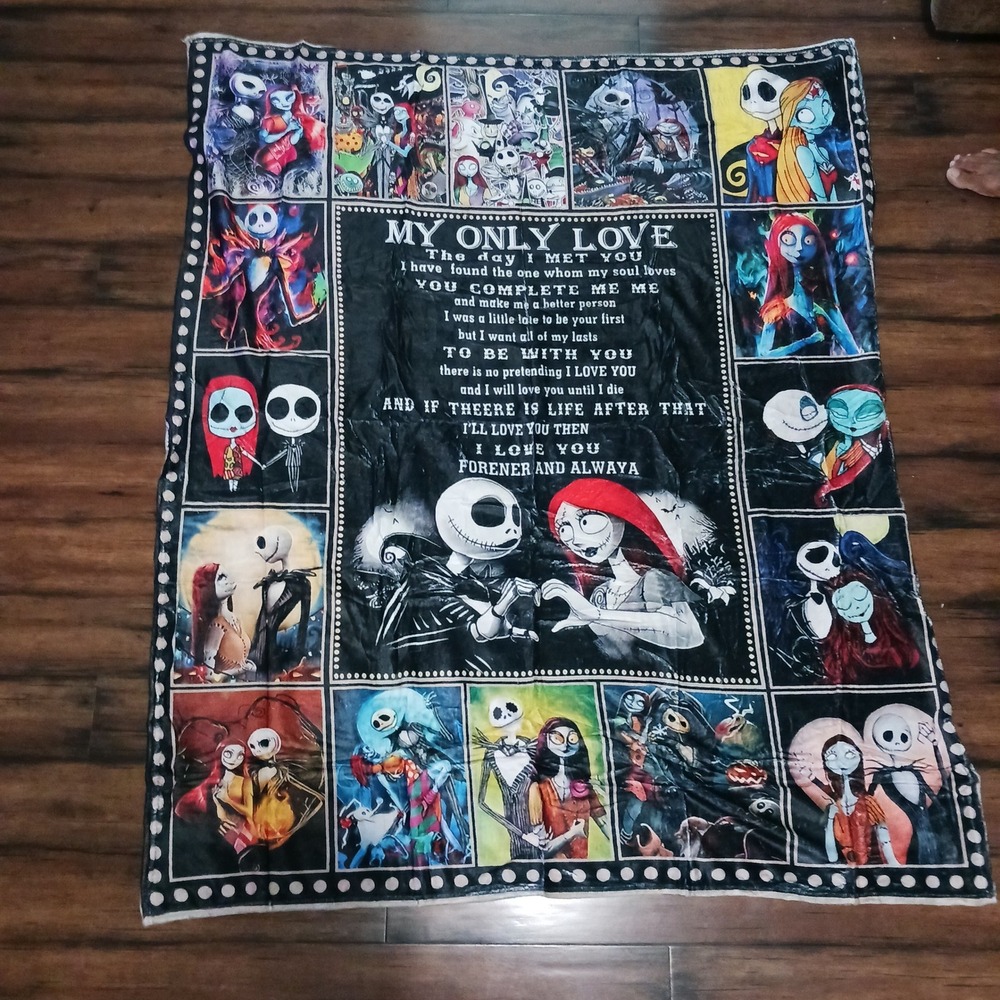 Nightmare Before Christmas Jack Sally My Only Love Fleece Throw Blanket 50x60